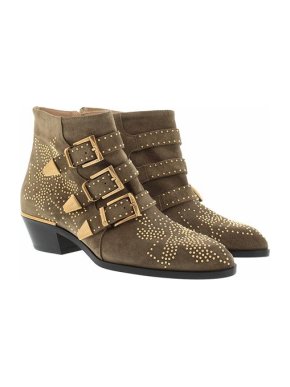 Chloe Khaki Suede Studded Susanna Boots