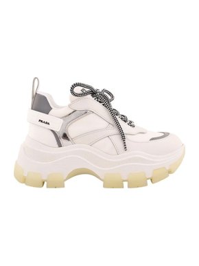 Prada Ivory Leather & Mesh Block Chunky Trainers