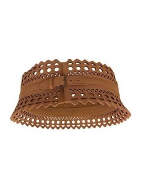 Alaia Nude Leather Laser Cut Waist Belt