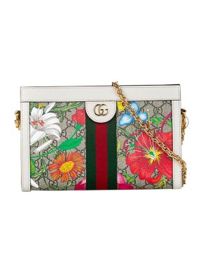 Gucci Flora GG Supreme & White Leather Ophidia Bag