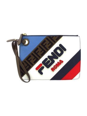 Fendi x Fila Leather Logo Clutch Bag