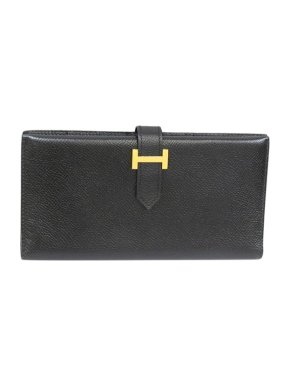 Hermes Black Epsom Leather Bearn Wallet
