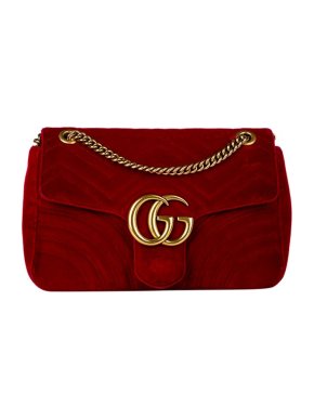 Gucci Burgundy Velvet Medium GG Marmont Bag