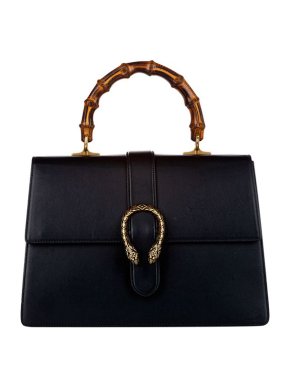 Gucci Black Leather Bamboo Handle Dionysus Bag