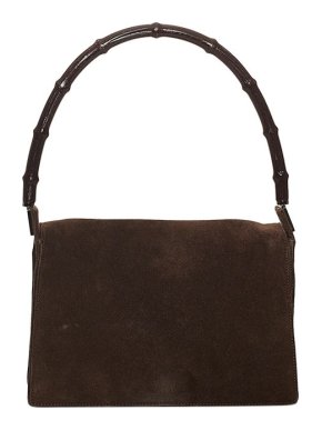 Gucci Vintage Brown Suede Bamboo Handle Bag
