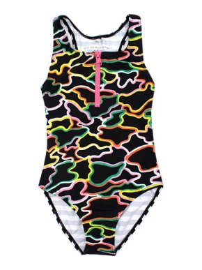Stella McCartney Black Multicoloured Contrasting Print Swimsuit