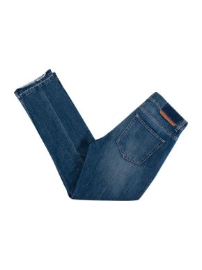 Stella McCartney Indigo Mid Rise Faded Effect Jeans  With Fringed Hems