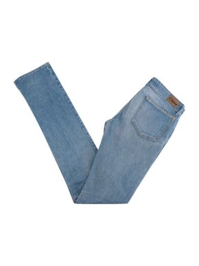 Chloe Light Blue Denim Straight Leg Faded Effect Jeans