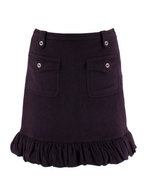 Gucci Burgundy Wool Ruffled Skirt