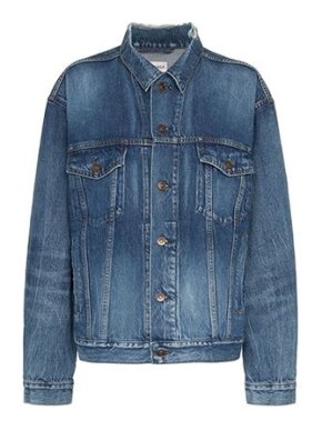 Balenciaga Mid-Wash Distressed Logo Oversize Denim Jacket