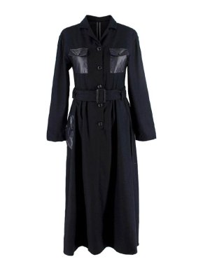 Moncler Genius FrGTNN Hiroshi Fujiwara Black Wool Flannel Dress