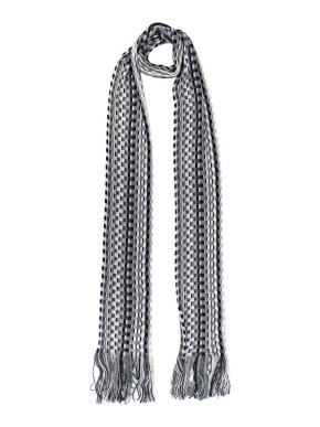 Missoni Monochrome Geometric Knitted Foulard Scarf