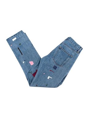 Still Here New York Hand Painted Mid-Wash Blue Jeans