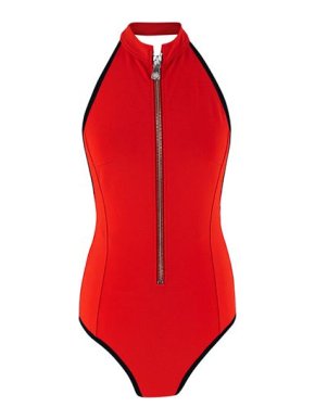 Versus Versace Red Stretch Zip-Front Bodysuit