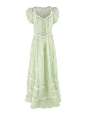 Love Shack Fancy Green Broderie Anglaise Prairie Dress