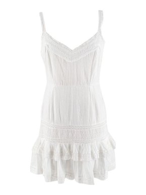 Love Shack Fancy White Cotton Lace Trimmed Short Dress