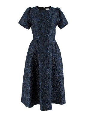 Goop Midnight Blue Anita Jacquard Dress