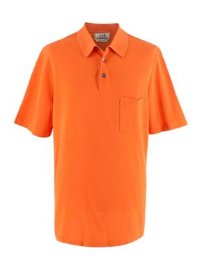 Hermes Orange Pique Cotton Polo Shirt