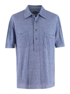 Tom Ford Navy Marl Cotton Jersey Polo Shirt