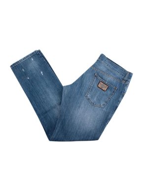 Dolce & Gabbana Mid-Wash Denim Ripped Knee Jeans