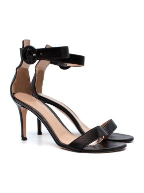 Gianvito Rossi Black Leather Portofino 85 Heeled Sandals