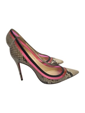 Christian Louboutin Python & Neon Pink PVC Heeled Pumps
