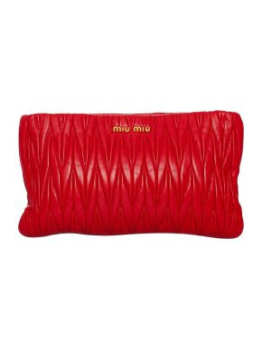 Miu Miu Red Matelasse Leather Clutch Bag