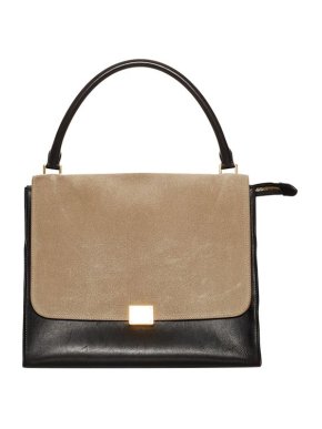 Celine Black Leather & Taupe Suede Trapeze Bag
