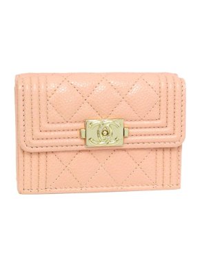 Chanel Nude Pink Leather Boy Wallet