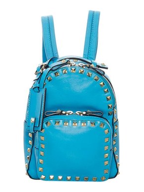 Valentino Garavani Blue Leather Rockstud  Backpack