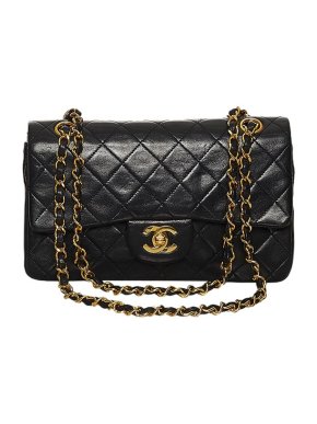 Chanel Black Leather Quilted Double Flap Bag