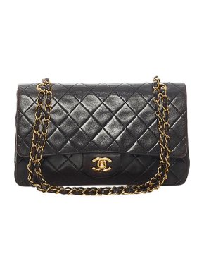 Chanel Black Leather Quilted Small Double Flap Bag