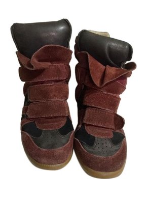 Isabel Marant Burgundy Suede & Black Leather Beckett Wedge Trainers