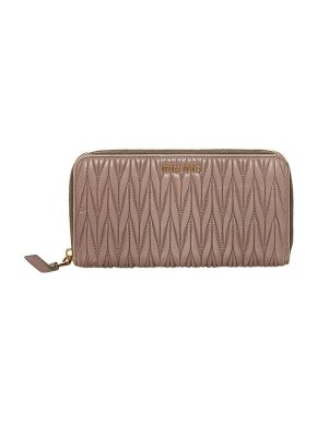 Miu Miu Grey Matelasse Leather Zip Around Long Wallet