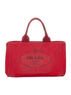 Prada Red Canvas Canapa Logo Tote Bag