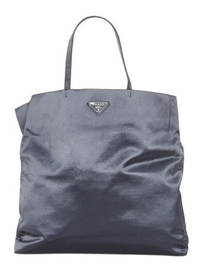 Prada Navy Blue Satin Tessuto Tote Bag