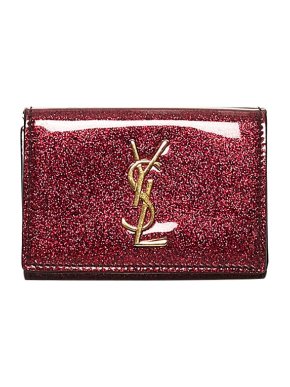 Saint Laurent Red Glitter Patent Small Flap Wallet