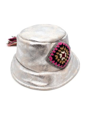 Silver Coated Faux-Shearling Bucket Hat