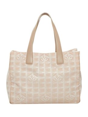 Chanel Vintage Ivory Nylon New Travel Line Tote Bag