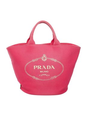 Prada Pink Canvas Canapa Logo Bucket Bag