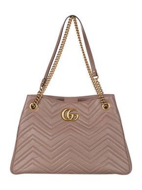 Gucci Taupe Leather GG Marmont Tote Bag