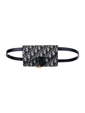 Dior Navy Oblique Jacquard Canvas Saddle Belt Bag