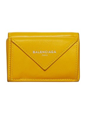 Balenciaga Yellow Leather Papier Compact Wallet