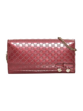 Mauve Microguccissima Patent Chain Wallet