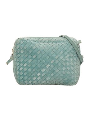 Bottega Veneta Ice Blue Suede Intrecciato Nodini Bag