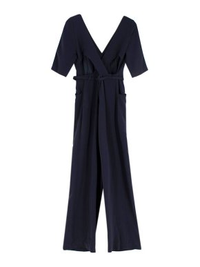 Tara Jarmon Navy Belted Jumpsuit