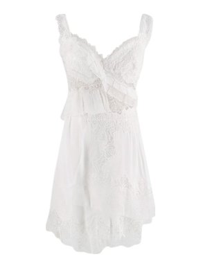 Ermanno Scervino Ivory Silk Chiffon & Lace Short Dress