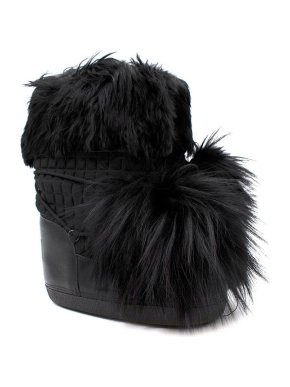 Fendi Black Fur-Trimmed Moon Boots