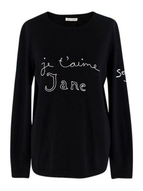 Bella Freud Je T'aime Jane Black Wool Jumper