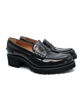 Black Glossed Leather Cameron Loafers